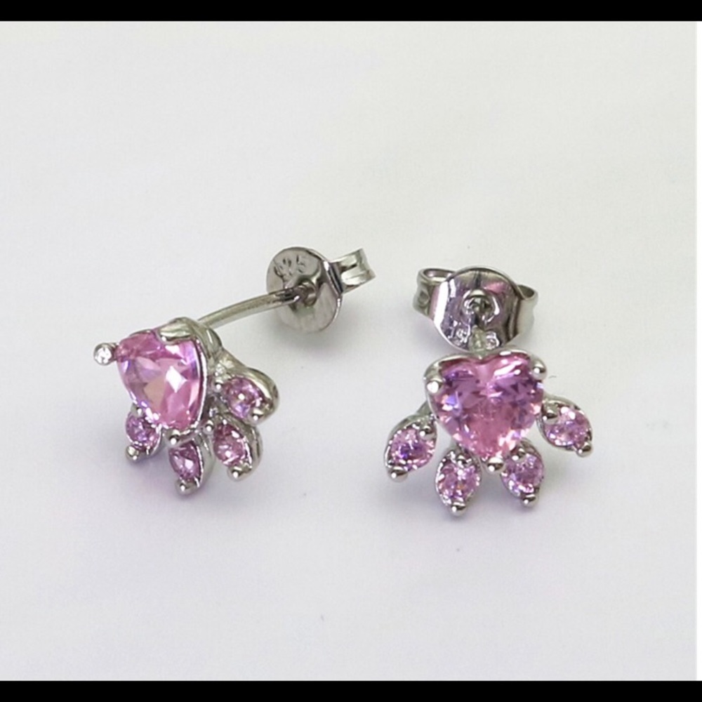 5⭐️Rose Gold Pink & Purple Paw Print Earrings - Picture 5 of 5